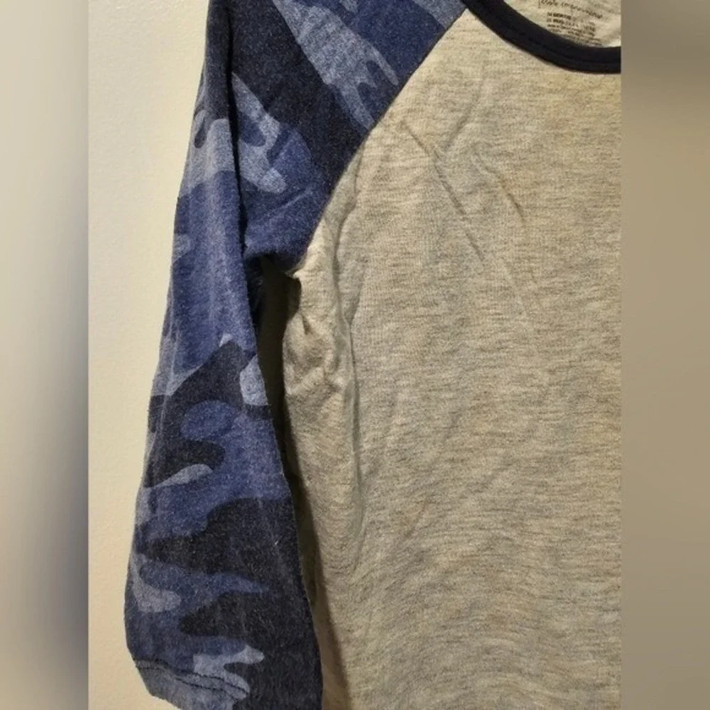 24M Blue Gray Butter Yellow Long Sleeve Raglan Tee Baseball Easter Camo‎ Pocket